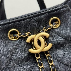 CC 25B Backpack 23cm in Black and Gold Caviar