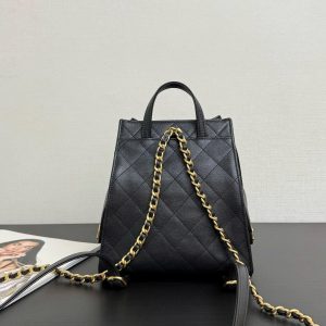 CC 25B Backpack 23cm in Black and Gold Caviar