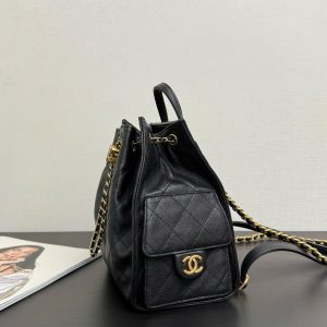 CC 25B Backpack 23cm in Black and Gold Caviar