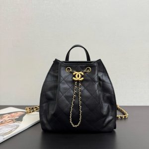 CC 25B Backpack 23cm in Black and Gold Caviar